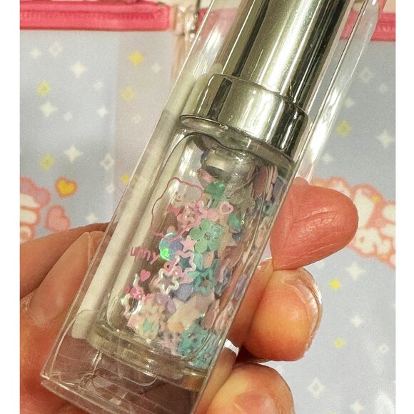 Amifa Kawaii Purikura Clear Vinyl Pouches Set with Qlia Glitter Bear Lipstick Pe - Picture 8 of 9